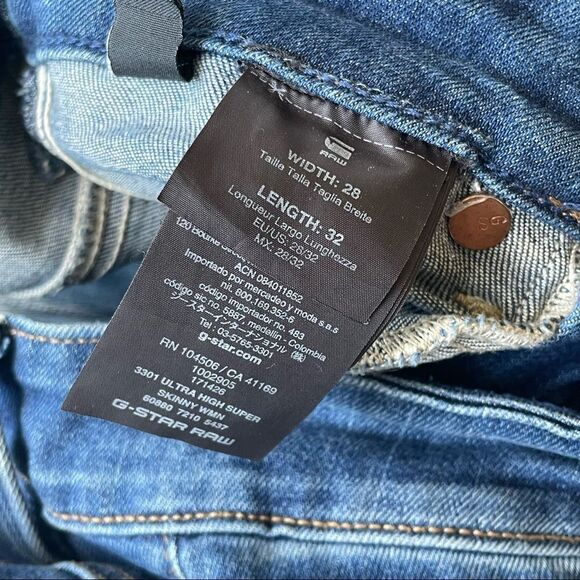 G-Star 3301 Ultra High Super Skinny Raw Jeans Sz 28 - Picture 7 of 8